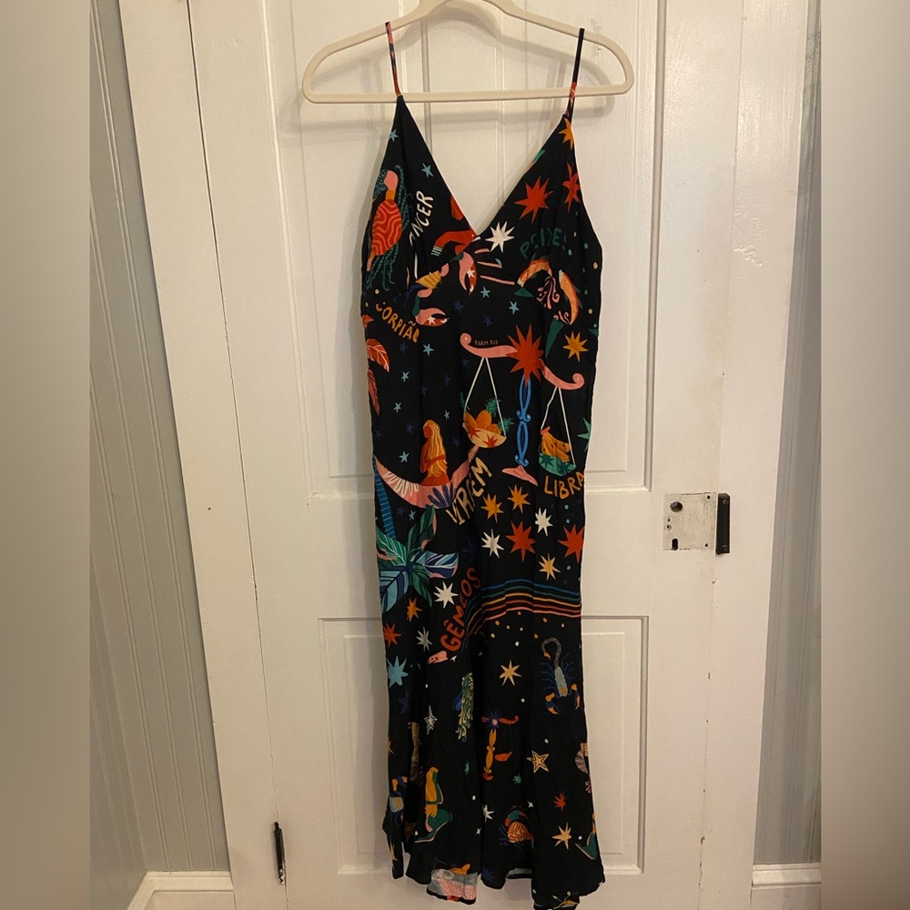 Farm Rio Zodiac Print Black Dress